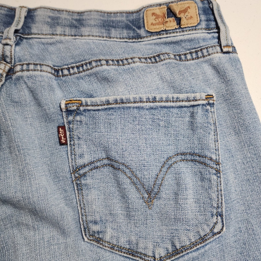 Levis 525 Straight Leg Jeans Perfect Waist Light Wash Blue Denim Size 16S 33x30